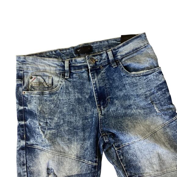 WT02 Distressed Moto Jeans - Picture 2 of 6